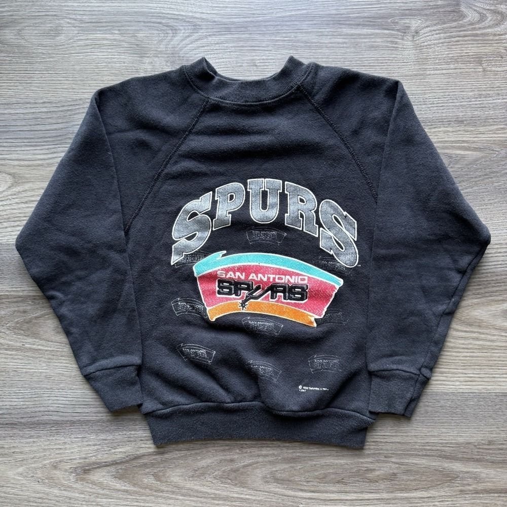 Vintage San Antonio Spurs NBA Crewneck Sweatshirt Youth M 8 Boys Kids 90s USA